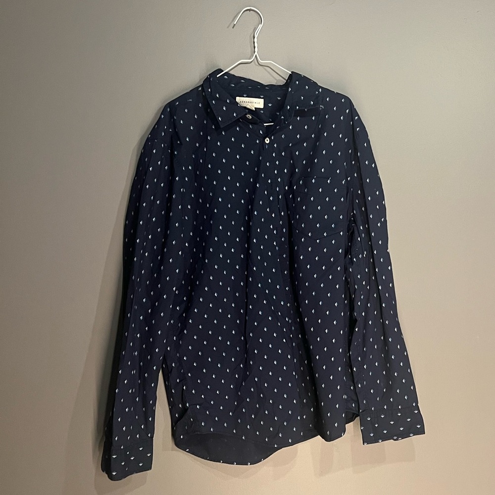 Men’s long sleeve polkadot button up shirt